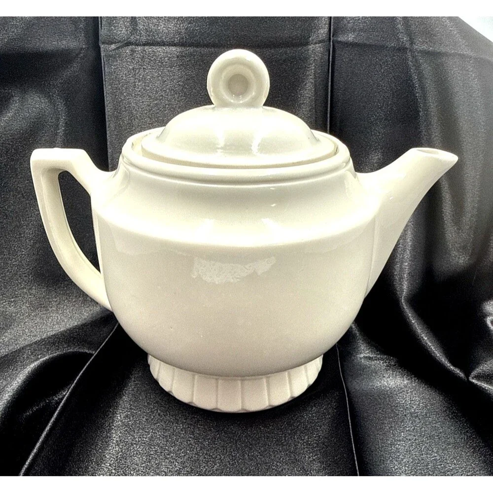 1930's Porcelier Vintage Ceramic Teapot Country Hearth Fireplace
